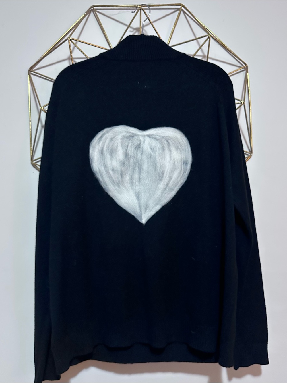 CHARLIE B Black Knit Zip-Up Jacket with Heart Label